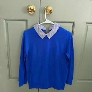 J Crew Blue Striped Collar Women’s Sweater